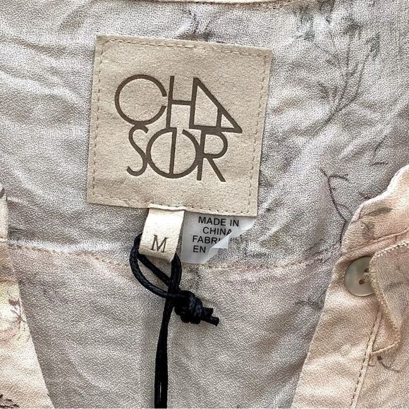 CHASER Light Peach Ruffled Tea Rose Long Sleeve Blouse. Medium. New (NWT)! - Picture 6 of 7